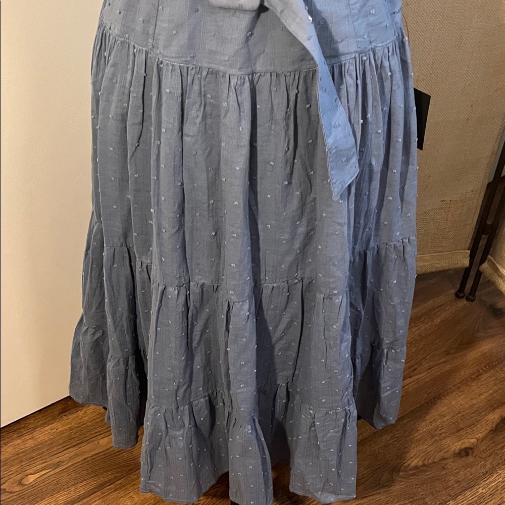 Lulu's Strapless Blue Dress with Belt - Picture 4 of 8